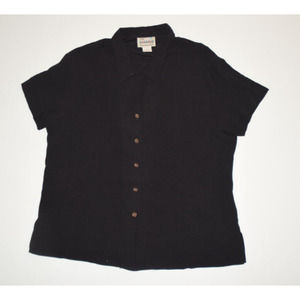 Reyn Spooner American Classics Vintage L Black 100% Rayon Button Down Top